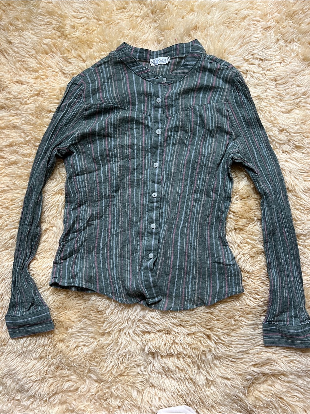 Carve Designs Tatum Gauze Top - Cilantro Stripe